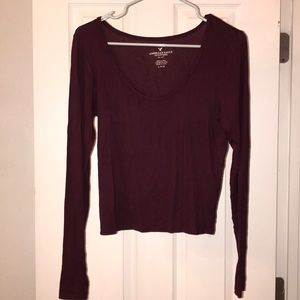 American Eagle Maroon long sleeve crop top